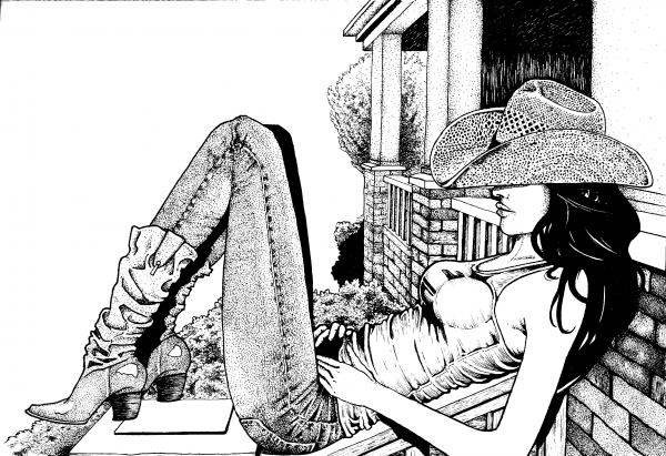 Cowgirl on the porch joeri van royen
